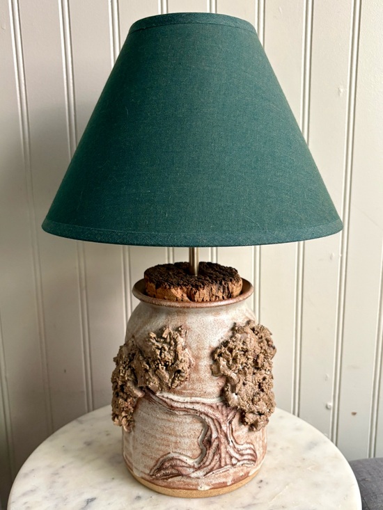 Other - Vintage Primitive Stoneware Jar w/Natural Cork Table Lamp Handmade Rustic VTG